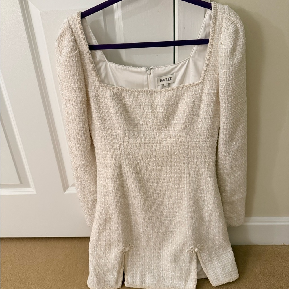 Sau Lee Jenna Tweed Dress in Cream Size 8
